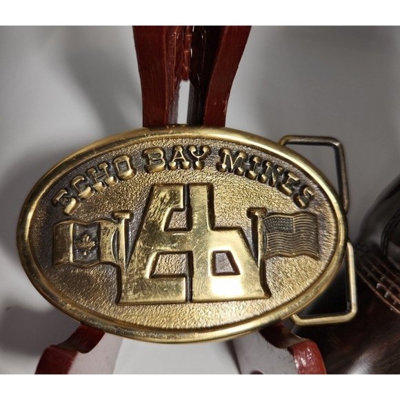 ECHO BAY Gold Silver Mine Collectable Brass Belt Buckle Canada USA Western Wear - Picture 3 of 7